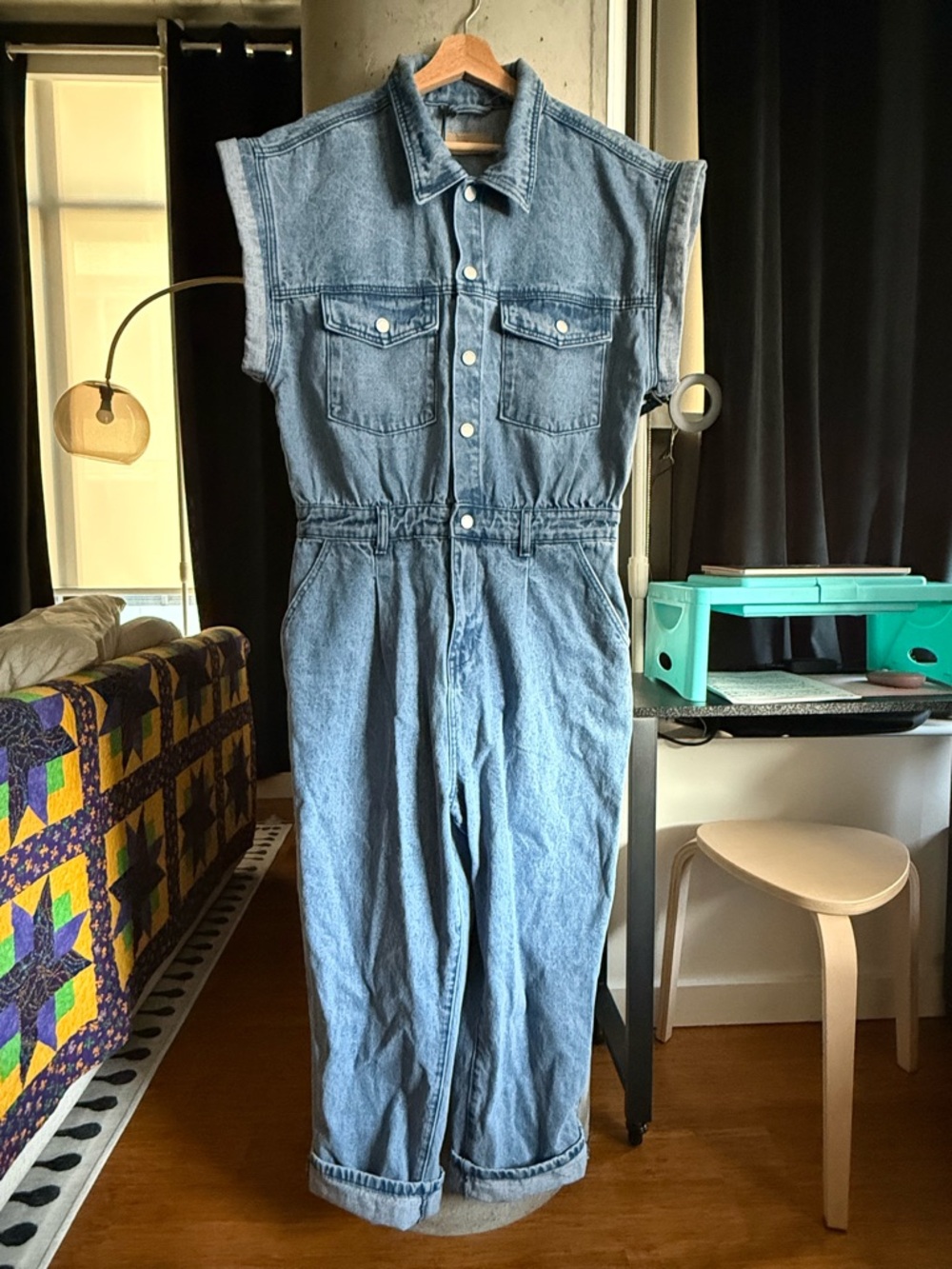 Blank NYC Blue Denim Jumpsuit L